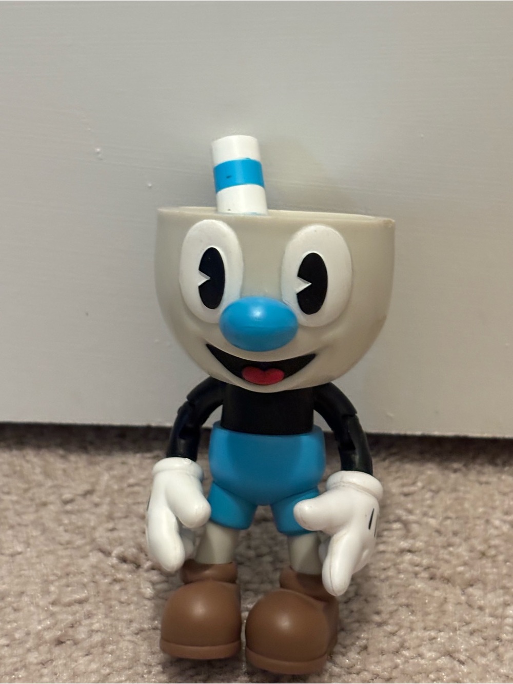 Funko Cuphead Mugman Action Figure Blue Shorts Straw Collectible Toy